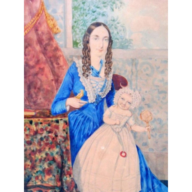 Pair of Georgian Portrait, 1760, Watercolor For Sale - Image 3 of 14