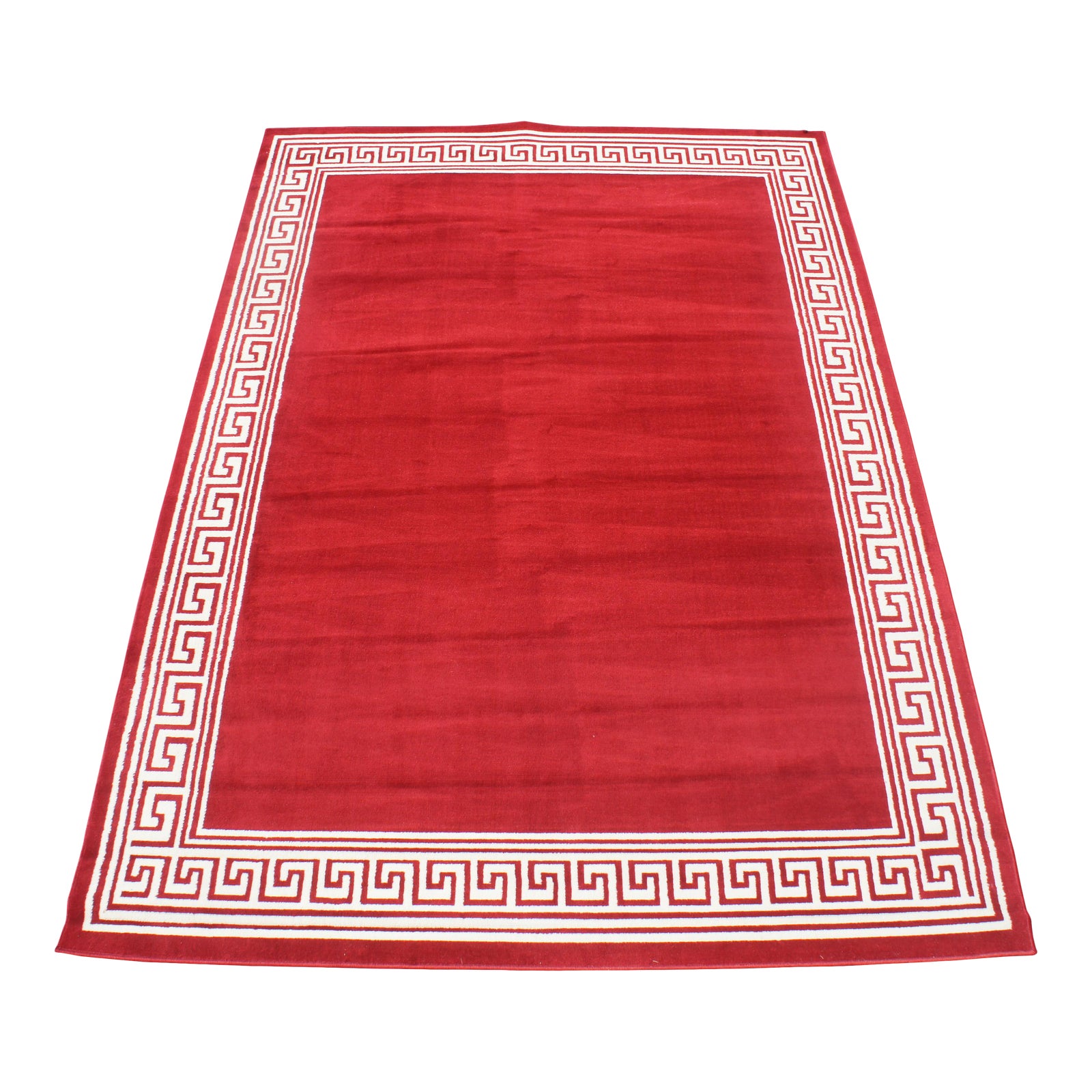 Vintage Taj Mahal Red & White Gecian Greek Key Area Rug | Chairish