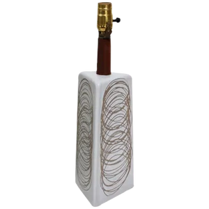 Triangular Martz Table Lamp with Sgraffito Circular Pattern