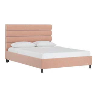 Kennison Platform Bed in Pink Champagne Luxe Velvet, Queen For Sale