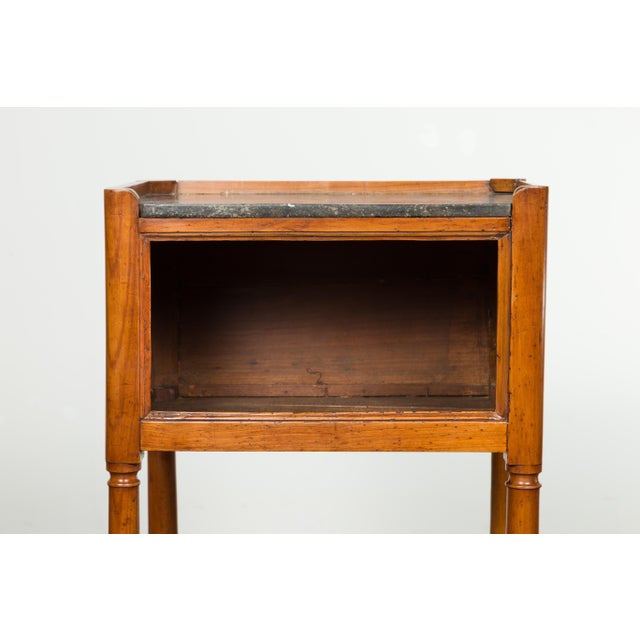 Petite French 19th Century Walnut Table with Open Shelf and Black Marble Top For Sale - Image 9 of 12