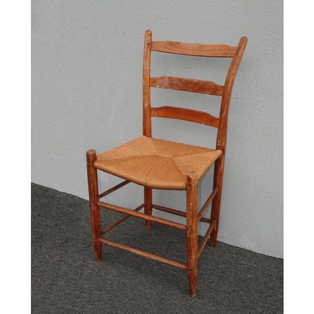 Farmhouse Antique Rush Ladderback Chair French Farmhouse Chic For Sale - Image 3 of 12