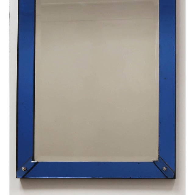 1930s Vintage Art Deco Cobalt Blue Glass Framed Bevelled Mirror, 1930 For Sale - Image 5 of 9