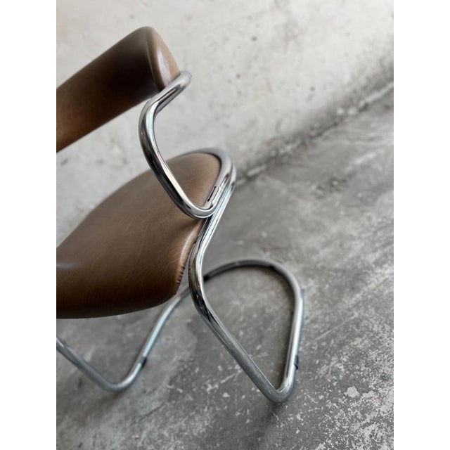 Vintage Italian Chrome and Skai Armchair, 1970s For Sale - Image 4 of 18