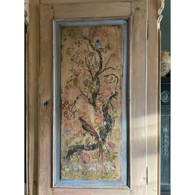 Vintage Painted Pine Armoire with Chinoiserie, 1920s For Sale - Image 13 of 16