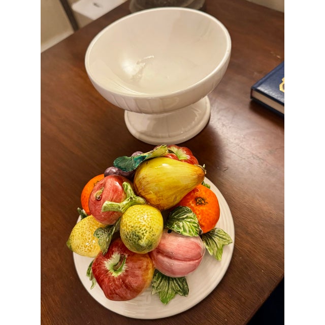 Vintage Arco Italian Majolica Style Fruit Compote Candy Dish With Lid – Ceramic Pedestal Bowl – Hollywood Regency Deco For Sale - Image 11 of 12