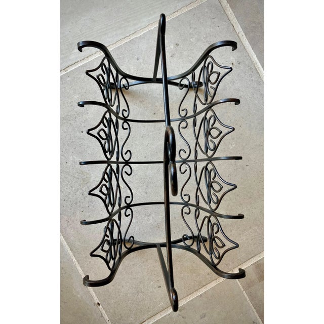 Late 20th-Century Iron & Steel Marrakech Trellis-Inspired Design Distressed Media Rack For Sale - Image 9 of 12