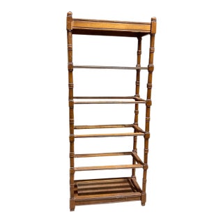 1970s Bamboo Bookcase With Glass Details For Sale