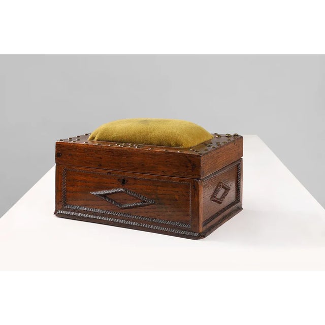 Mid-Century Modern French Art Deco Sewing Box in Sculpted Wood, 1890s For Sale - Image 3 of 11