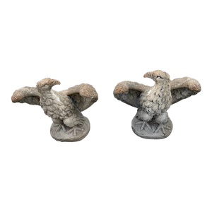Pair of Mid-Century Hollywood Regency Cast Stone Eagle Statues