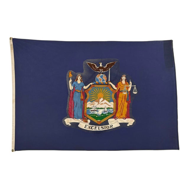 Large Vintage Cotton State Flag of New York For Sale