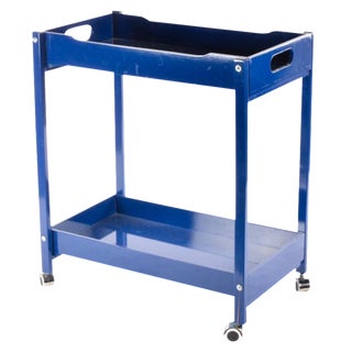 Blue Wooden Bar Cart For Sale