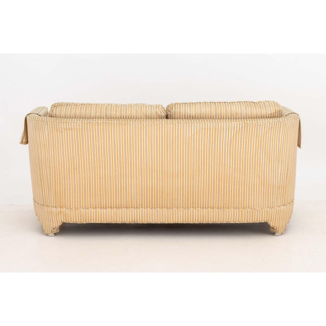 Cream Pair of American Striped Pattern Fabric Upholstered Sofas For Sale - Image 8 of 16