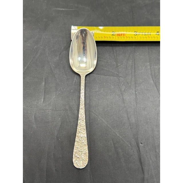 Antique Stieff Rose Sterling Silver 5.875" Flat Handle Teaspoons Set 12 Monogram For Sale - Image 11 of 12