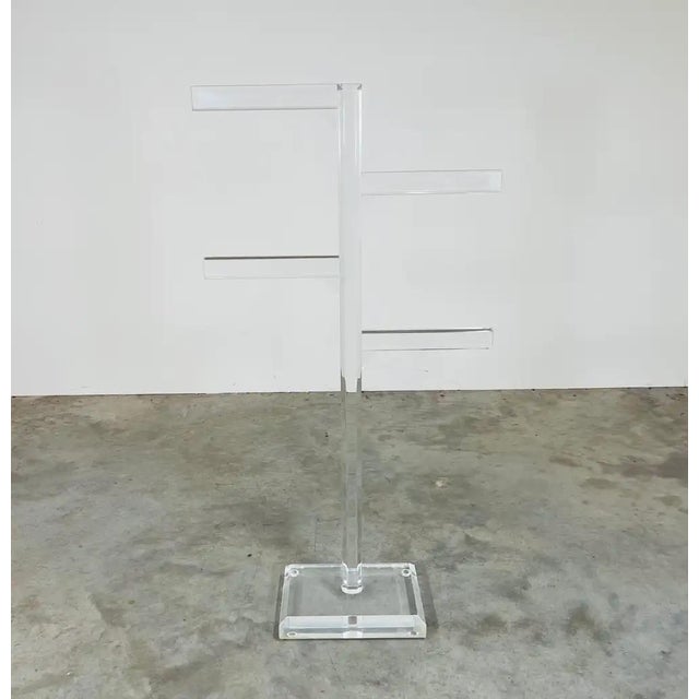Plastic Mid-Century Charles Hollis Jones Style Lucite Floor Standing Towel-Rack For Sale - Image 7 of 7