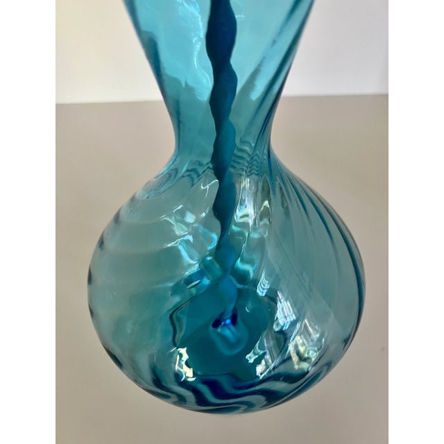 Metal Vintage Murano Glass Table Lamp in Blue 1960s For Sale - Image 7 of 9