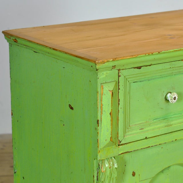 Wood Antique Green Pine Buffet, 1910 For Sale - Image 7 of 16