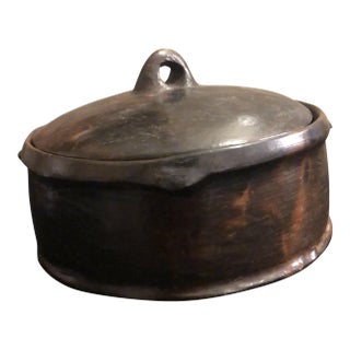 Vintage Ethiopian Hand-Burnished Black Clay Lidded Vessel – Peace Corps Provenance For Sale