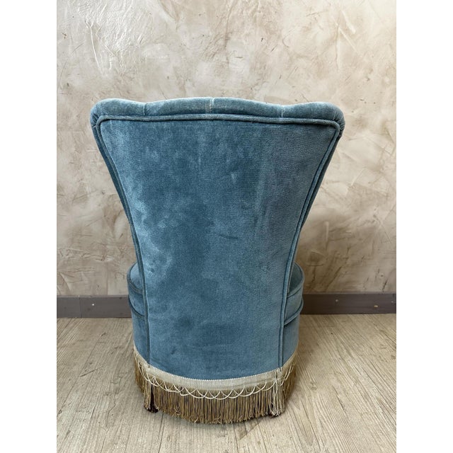 Velvet Lounge Chair, 1950s For Sale - Image 9 of 12