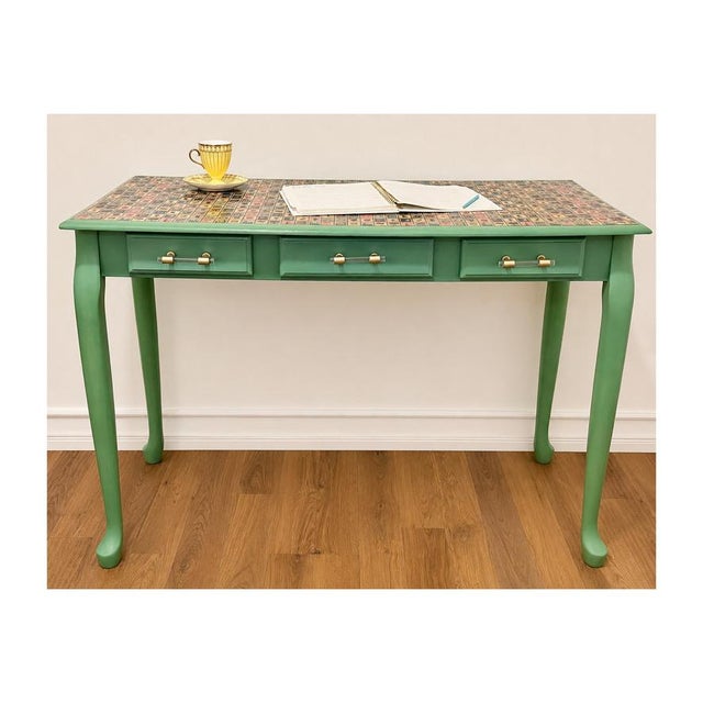 Lotería Writing Desk — Original Hand-Finished Piece A vintage writing desk transformed into a one-of-a-kind functional...