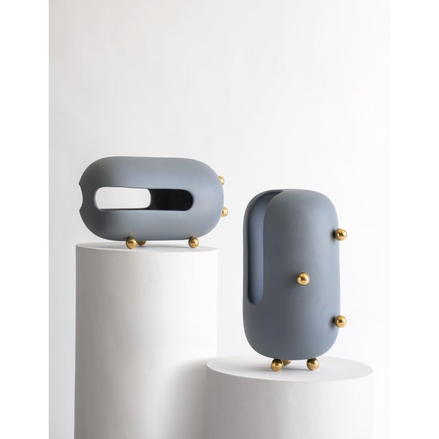 Contemporary Small Teal Anfore Vase by Zpstudio For Sale - Image 3 of 6