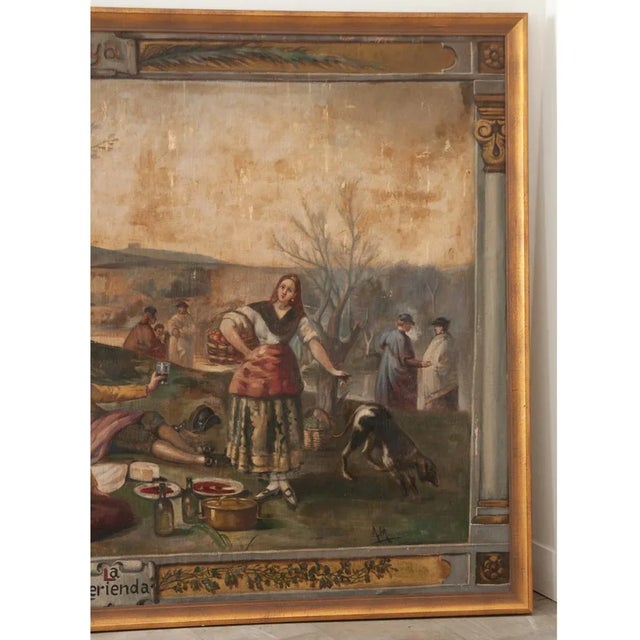 Figurative Spanish 18th Century Framed Goya Tribute Painting “La Merienda” by Minguez For Sale - Image 3 of 12