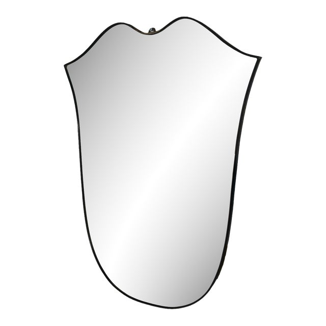 Vintage Italian Curvilinear Brass Wall Mirror 1980s For Sale