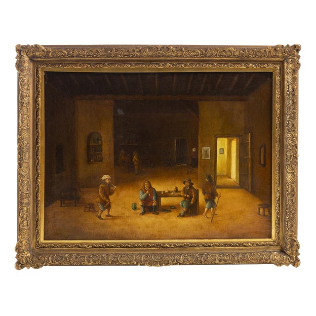 Dutch School Artist, Tavern Interior, Oil on Canvas For Sale