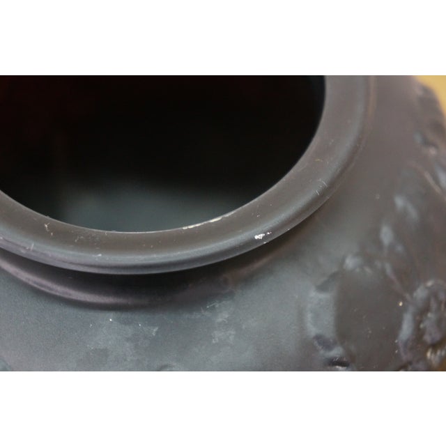 Antique Art Nouveau Tiffin Black Satin Amethyst Glass Poppy Rose Vase 7" For Sale - Image 6 of 10