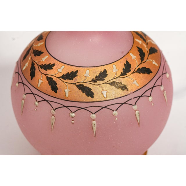 Pink Bohemian Style Victorian Antique Hand Blown Pink Art Glass Vase For Sale - Image 8 of 9