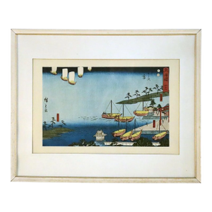 19th Century Japanese Wood Block Print “Miya Shichiri Ferry Crossing”, Hiroshige's Tokaido