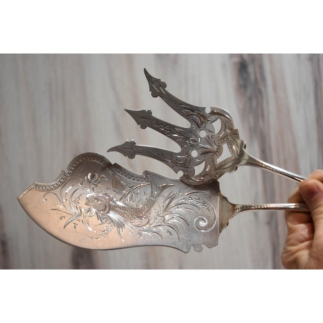 Late 19th Century Beautiful Antique Sterling Silver Fish Server & Fork Set Bailey Banks and Biddle For Sale - Image 16 of 16