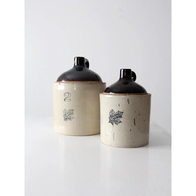 Farmhouse Antique Western Stoneware Jugs - a Pair For Sale - Image 3 of 9