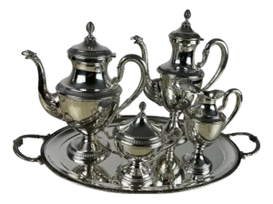 Empire Style Silver Tea or Coffee Service, Italy, 1980s, Set of 5