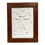 Mid-Century Modern Artwork Brutalist Cubist Plaster Relief Sculpture For Sale