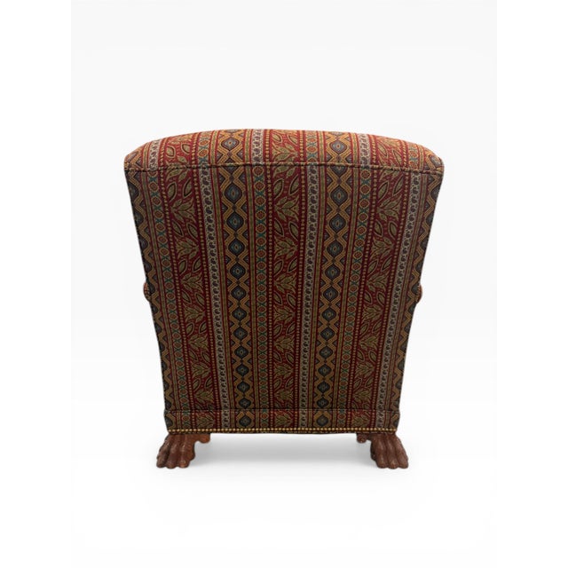 Kindel Furniture Late 20th Century Kindel Upholstered Lounge Chair With Carved Paw Feet – Traditional Accent Chair For Sale - Image 4 of 16