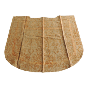19th C. Yellow Antique Damask Chasuble Textile Panel