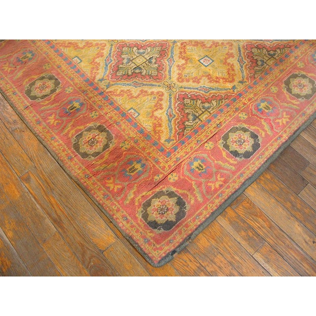 1920s Yellow Diamond Antique Indian Cotton Agra Rug 4' X 7' Handknotted Wool Carpet For Sale In New York - Image 6 of 6