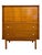 Vintage mid century modern highboy dresser by Dixie featuring a clean-lined silhouette with tapered legs, recessed framing...