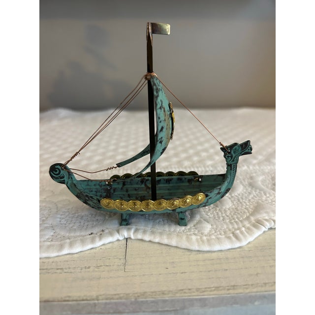 1950s VTG Metal Viking Ship For Sale - Image 5 of 9