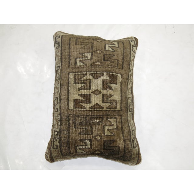 Late 20th Century Zabihi Collection Large Brown Tribal Turkish Rug Pillow For Sale - Image 5 of 5