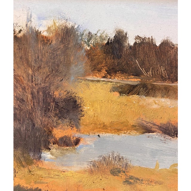 Blackmer Lake, Kent-Denver School by Timothy J. Standring | Oil on gesso panel Landscape with water and trees For Sale - Image 4 of 4