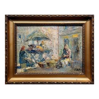 Erno Erb - Women at the Market - 1920s Oil Painting For Sale
