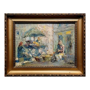 Erno Erb - Women at the Market - 1920s Oil Painting