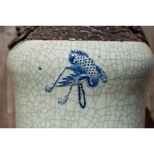 Large Early 19th Century Chinese Qing Dynasty Crackle Glazed Porcelain Vase For Sale - Image 11 of 18