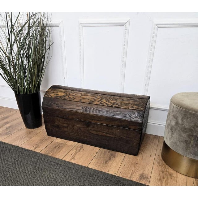Antique Rustic Italian Walnut Wood Chest Trunk Basket, 1890s For Sale - Image 5 of 11