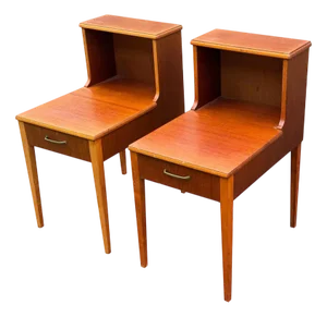 Scandinavian Teak Nightstands with Double Top, 1965, Set of 2