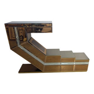 Stepped Console Table with Mirrors and Compartments, 1970s For Sale