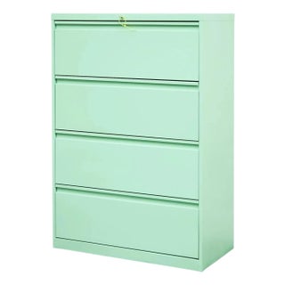 Mid 20th Century Mint Four Drawer Filing Cabinet For Sale