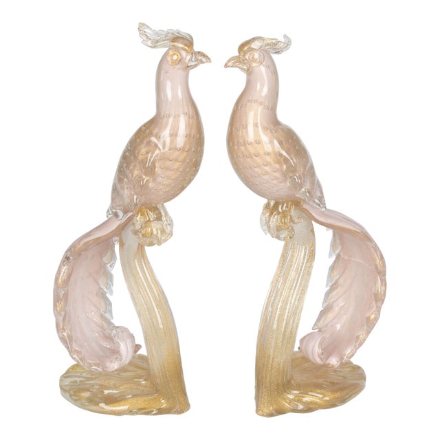 Pair of Murano Glass Barbini Birds of Paradise For Sale